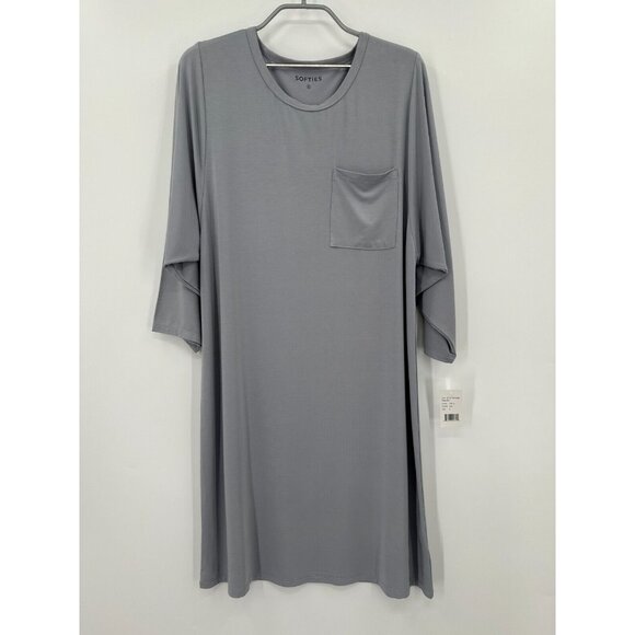 Softies Cam 36" 3/4 Sleeve Pocket Sleep Shirt size S Grey Night Gown NWT - Picture 1 of 7